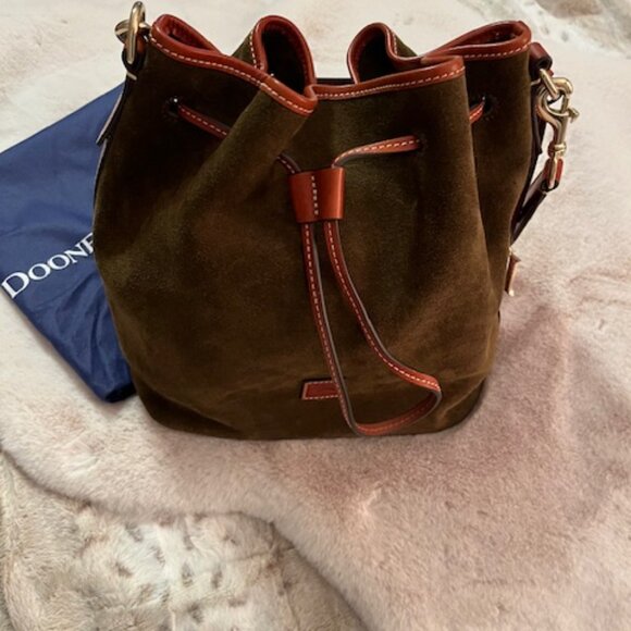 Dooney & Bourke Suede Drawstring Bag - Olive Green - Picture 7 of 7